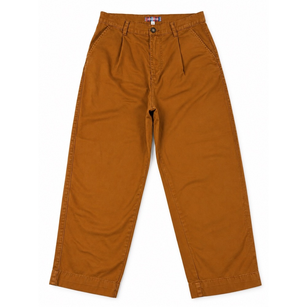 Urban Outfitters Burnt Orange Pleated Wide Leg Cotton Trousers Size 30